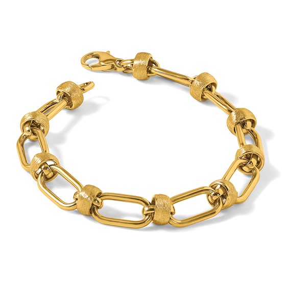 Herco 14K Polished and Brushed Open Link 7.5 Inch Bracelet
