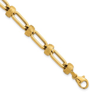 Herco 14K Polished and Brushed Open Link 7.5 Inch Bracelet