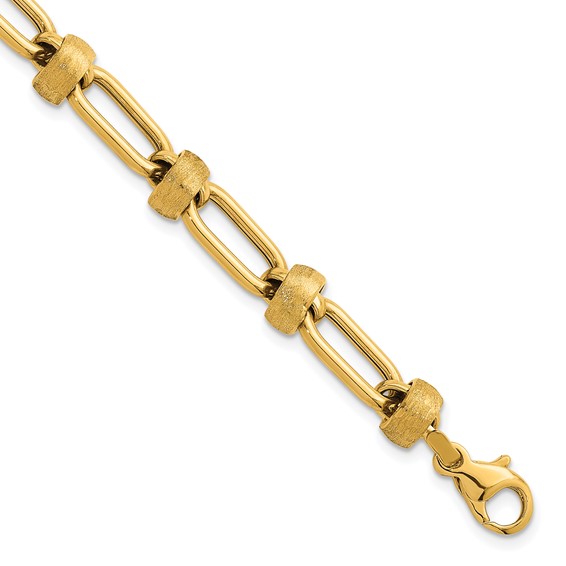 Herco 14K Polished and Brushed Open Link 7.5 Inch Bracelet
