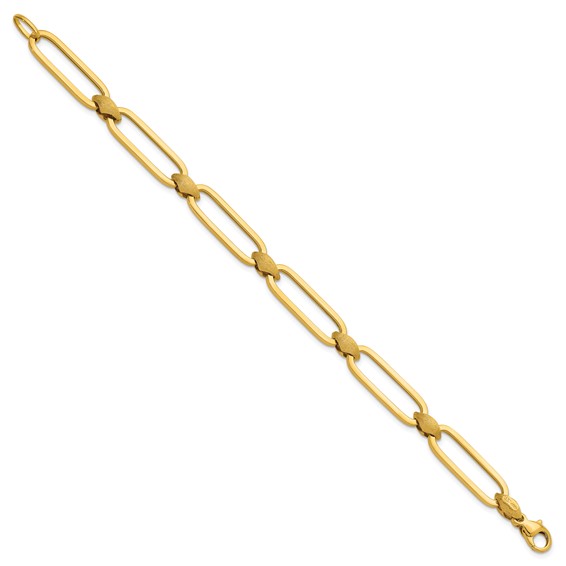Herco 14K Polished Paperclip with Brushed Link 8 Inch Bracelet