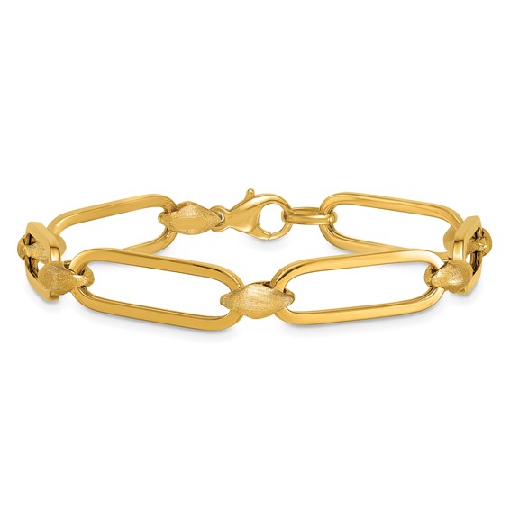 Herco 14K Polished Paperclip with Brushed Link 8 Inch Bracelet