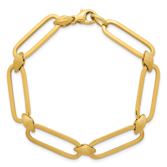 Herco 14K Polished Paperclip with Brushed Link 8 Inch Bracelet