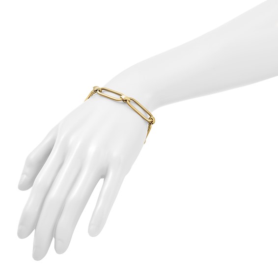 Herco 14K Polished Paperclip with Brushed Link 8 Inch Bracelet