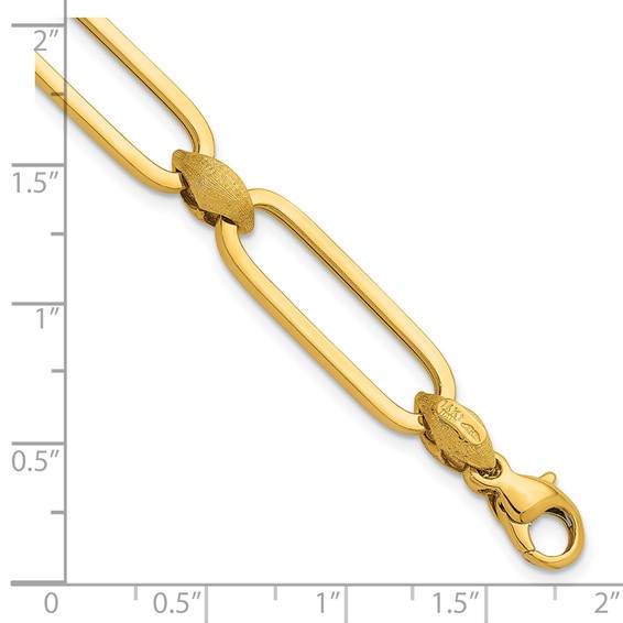 Herco 14K Polished Paperclip with Brushed Link 8 Inch Bracelet