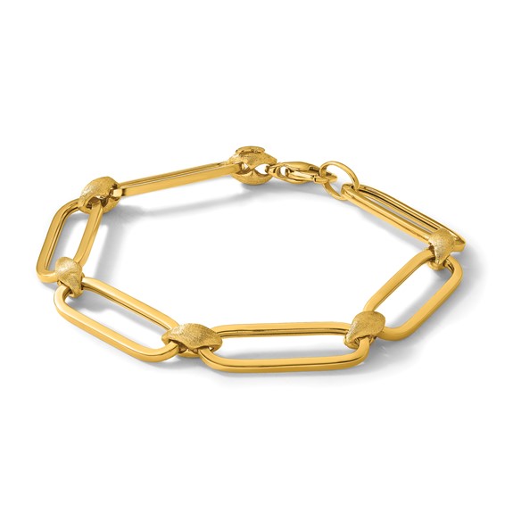 Herco 14K Polished Paperclip with Brushed Link 8 Inch Bracelet