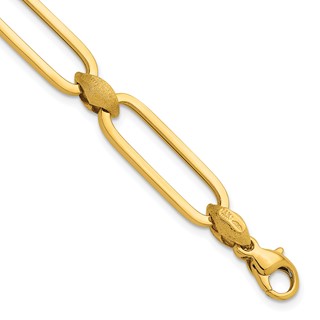 Herco 14K Polished Paperclip with Brushed Link 8 Inch Bracelet