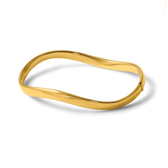 Herco 14K Polished Wavy Hinge Bangle