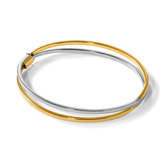 Herco 14K Two-tone Polished Hinged Bangle