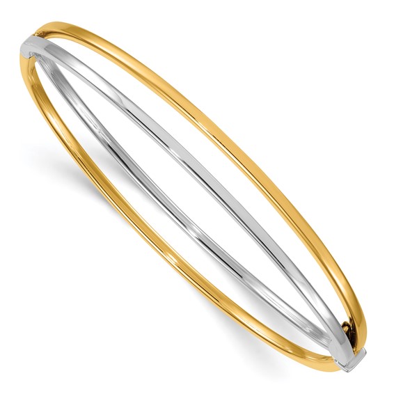 Herco 14K Two-tone Polished Hinged Bangle
