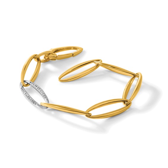 Herco 14K Two-tone Polished Diamond Oval Link 8 Inch Bracelet