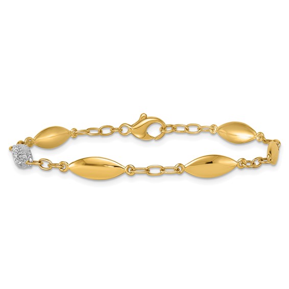 Herco 14K Two-tone Polished Fancy Diamond Link 7.5 Inch Bracelet