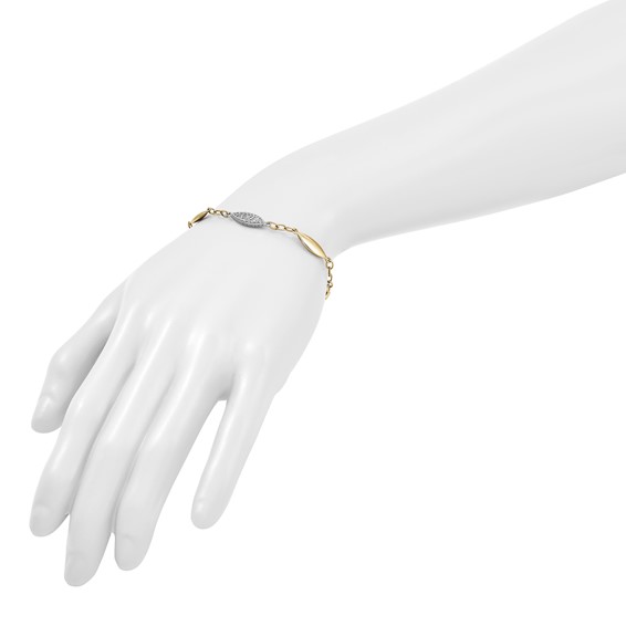 Herco 14K Two-tone Polished Fancy Diamond Link 7.5 Inch Bracelet