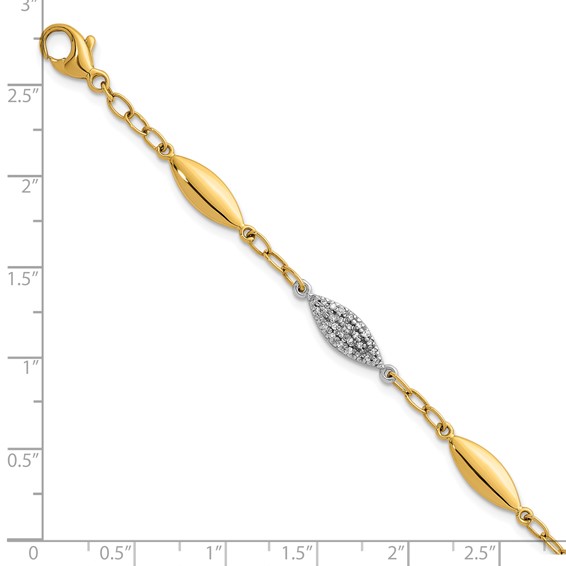 Herco 14K Two-tone Polished Fancy Diamond Link 7.5 Inch Bracelet