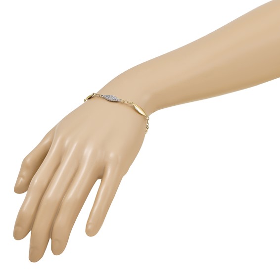 Herco 14K Two-tone Polished Fancy Diamond Link 7.5 Inch Bracelet