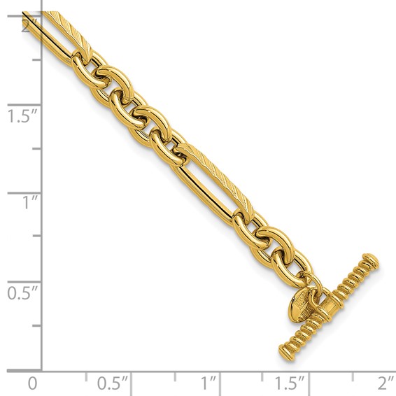 Herco 14K Polished and Textured Mixed Link 7.5 Inch Bracelet