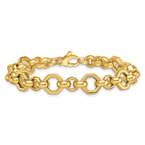 Herco 14K Polished Mixed Link 7.5 Inch Bracelet