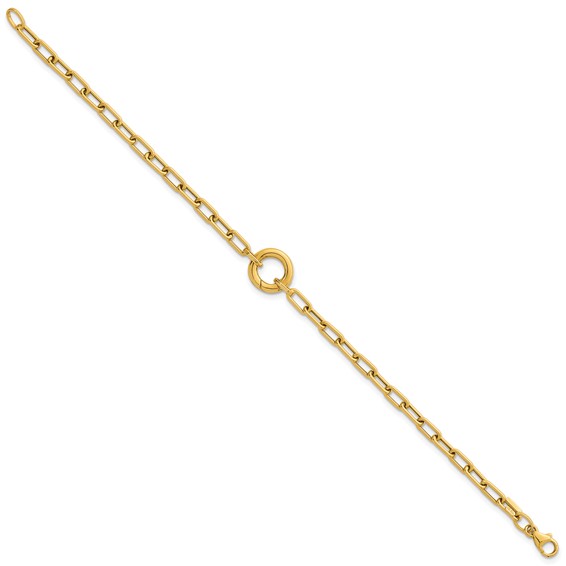 Herco 14K Polished Push Clasp Pendant Paperclip Link 7.5 Inch Bracelet