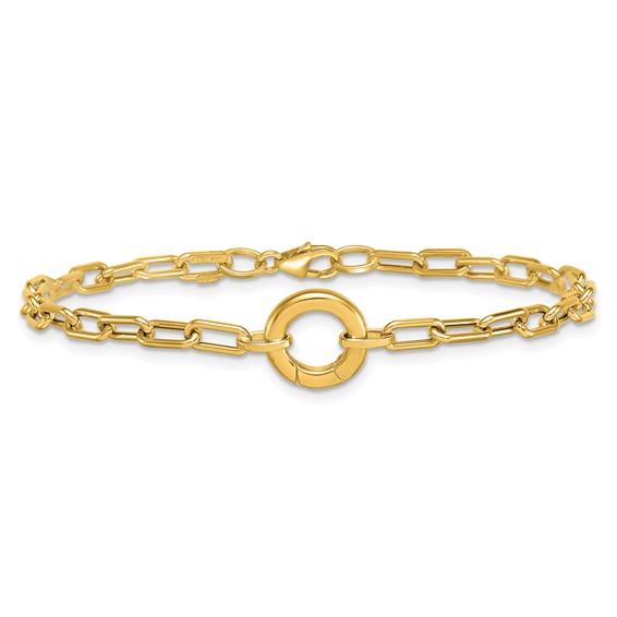 Herco 14K Polished Push Clasp Pendant Paperclip Link 7.5 Inch Bracelet