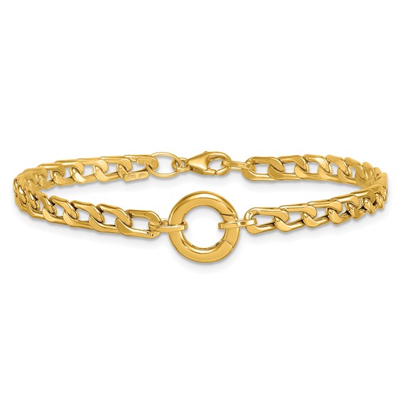 Herco 14K Polished Push Clasp Pendant Flat Curb Link 7 Inch Bracelet