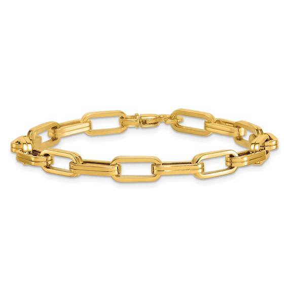 Herco 14K Polished Grooved Oval Link 7 Inch Bracelet