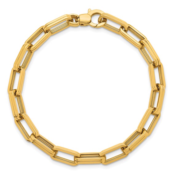 Herco 14K Polished Grooved Oval Link 7 Inch Bracelet