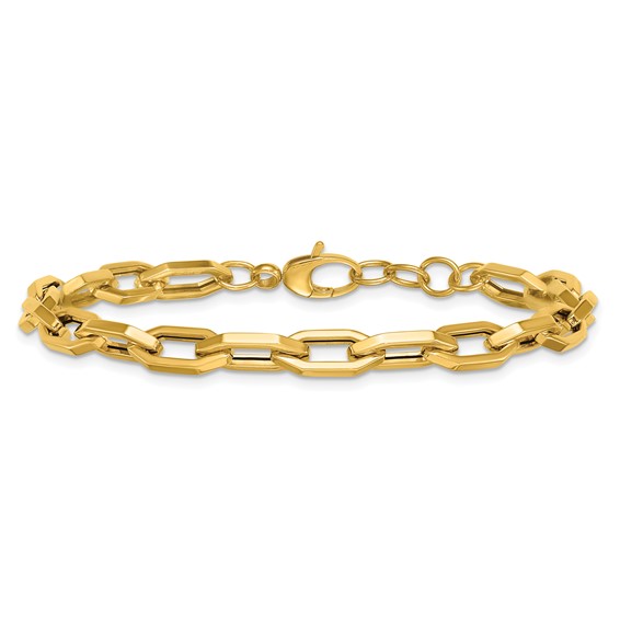 Herco 14K Polished 1.8mm Geometric Link 7.5 Inch with .5 Inch Extension Bracelet