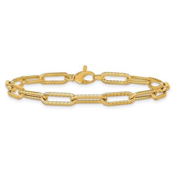 Herco 14K Polished and Twisted Oval Link 7.5 Inch Bracelet
