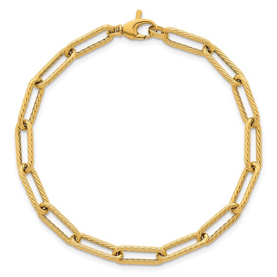 Herco 14K Polished and Twisted Oval Link 7.5 Inch Bracelet