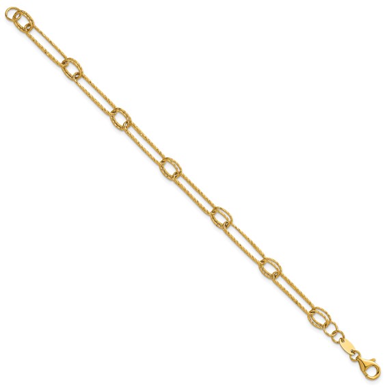 Herco 14K Polished Diamond Cut Fancy Link 7.25 Inch Bracelet