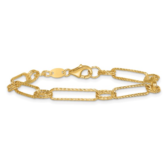 Herco 14K Polished Diamond Cut Fancy Link 7.25 Inch Bracelet