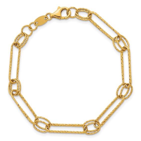 Herco 14K Polished Diamond Cut Fancy Link 7.25 Inch Bracelet