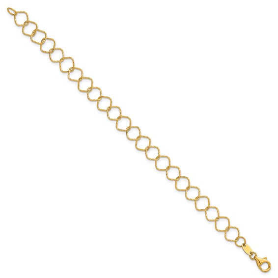 Herco 14K Polished Diamond Cut Geometric Link 7.5 Inch Bracelet