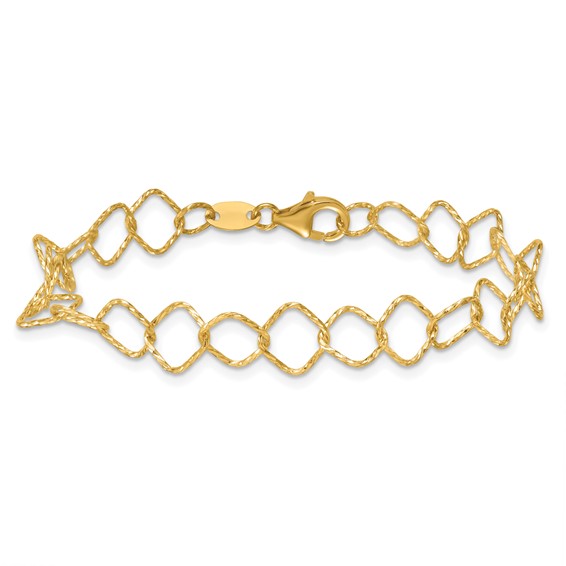 Herco 14K Polished Diamond Cut Geometric Link 7.5 Inch Bracelet