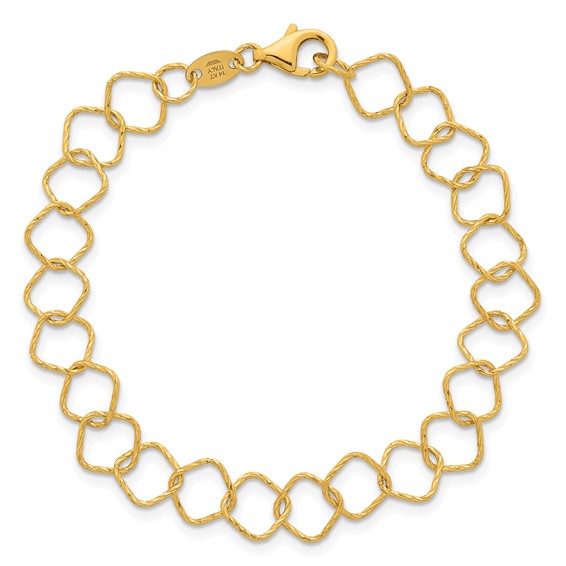 Herco 14K Polished Diamond Cut Geometric Link 7.5 Inch Bracelet