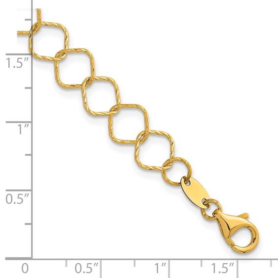 Herco 14K Polished Diamond Cut Geometric Link 7.5 Inch Bracelet