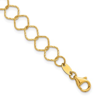 Herco 14K Polished Diamond Cut Geometric Link 7.5 Inch Bracelet