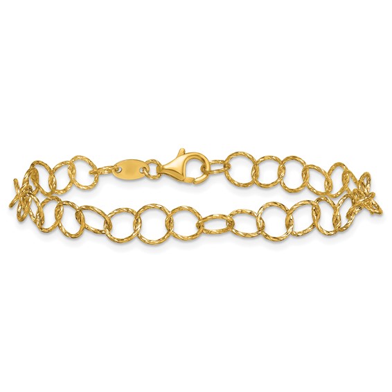 Herco 14K Polished Diamond Cut Circle Link 7.25 Inch Bracelet