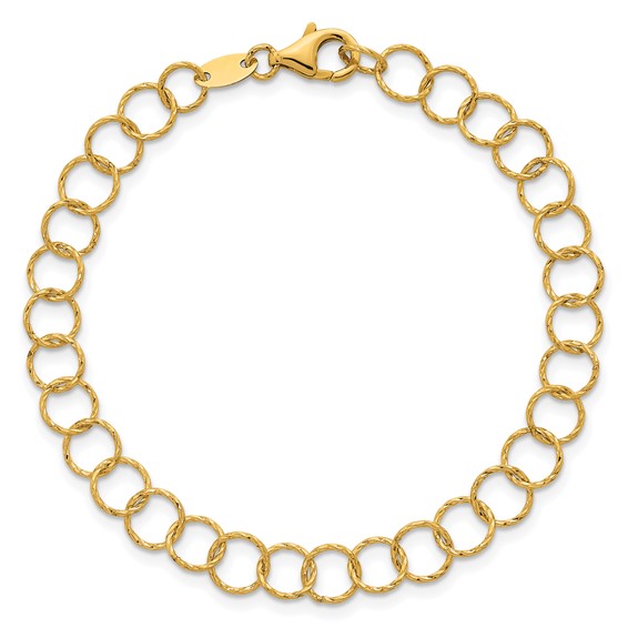 Herco 14K Polished Diamond Cut Circle Link 7.25 Inch Bracelet