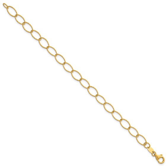 Herco 14K Polished Diamond Cut Oval Link 7.5 Inch Bracelet