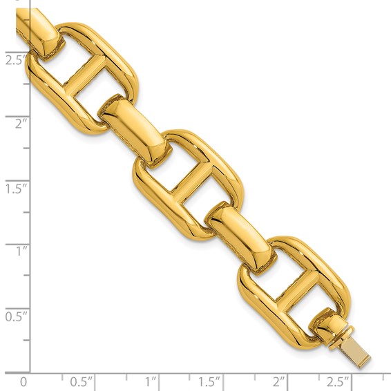 Herco 14K Polished and Textured Mariner Link 7.25 Inch Bracelet