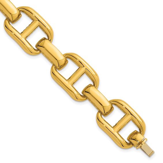 Herco 14K Polished and Textured Mariner Link 7.25 Inch Bracelet