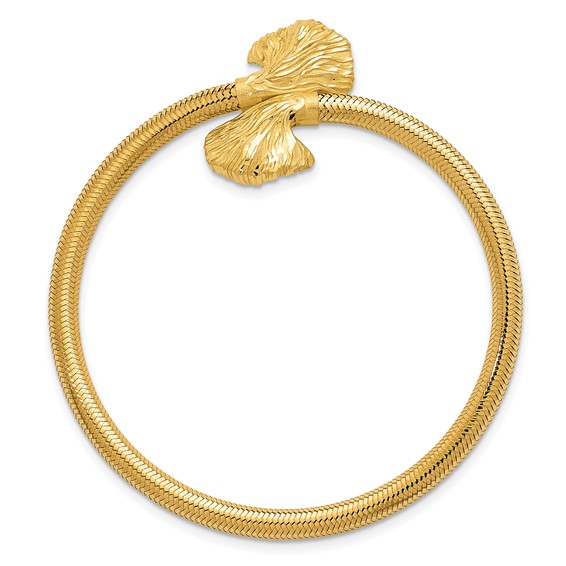 Herco 14K Polished and Textured Floral Ginko Leaf Stretch Bracelet