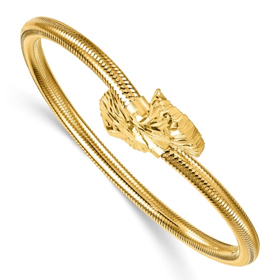 Herco 14K Polished and Textured Floral Ginko Leaf Stretch Bracelet