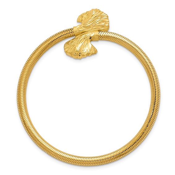 Herco 14K Polished and Textured Floral Ginko Leaf Stretch Bracelet