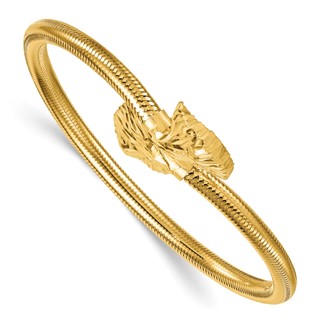 Herco 14K Polished and Textured Floral Ginko Leaf Stretch Bracelet