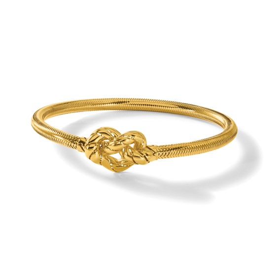 Herco 14K Polished and Grooved Heart Love Knot Stretch Bracelet