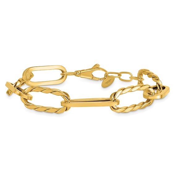 Herco 14K Polished and Twisted 9mm Oval Link 7.5 Inch with .5 Inch Extension Bracelet