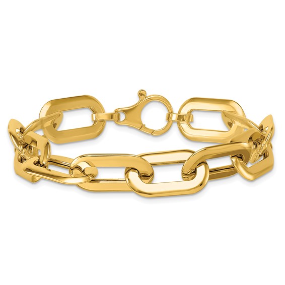 Herco 14K Polished Flat Oval Link 7.75 Inch Chain Bracelet