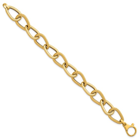 Herco 14K Polished and Twisted Fancy Link  7.75 Inch Chain Bracelet