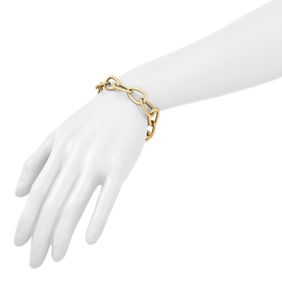 Herco 14K Polished and Twisted Fancy Link  7.75 Inch Chain Bracelet